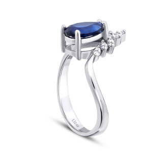 2.19 Karat Pırlanta Safir Yüzük - 2