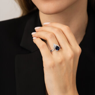 2.19 Karat Pırlanta Safir Yüzük - 3