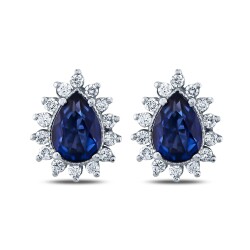2.20 Carat Diamond Drop Sapphire Earrings 