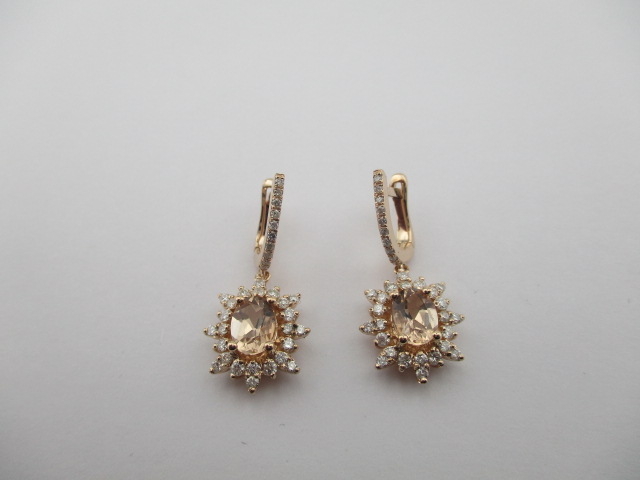 2.21 Karat PIRLANTA KÜPE Yarı Değerli Fantazi KÜPE 14 AYAR
