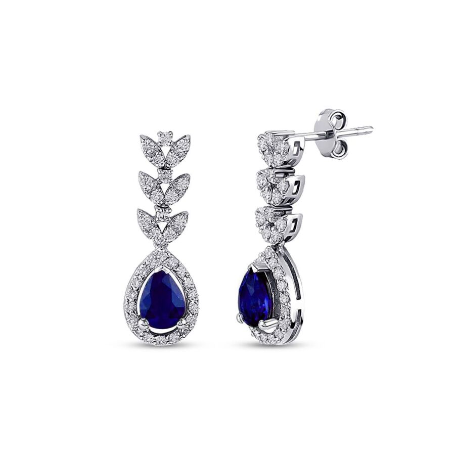 2.25 Karat Pırlanta Safir Küpe