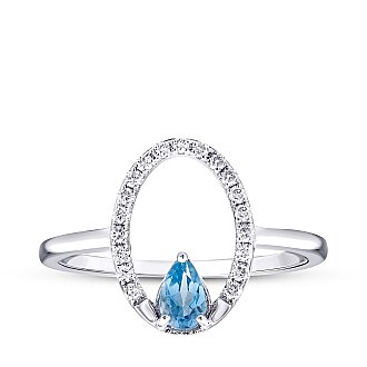 0.45 Karat Pırlanta Blue Topaz Yüzük - Lizay Pırlanta - Glow