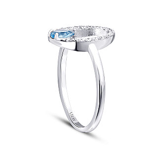 0.45 Karat Pırlanta Blue Topaz Yüzük - 2