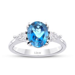 2.51 Karat Pırlanta Aqua Marin Yüzük - 1