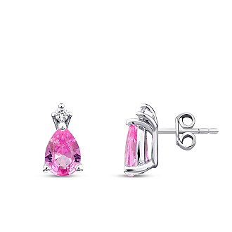 2.66 Karat Pırlanta Pembe Safir Küpe - Lizay Pırlanta - Glow