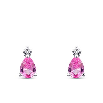2.66 Karat Pırlanta Pembe Safir Küpe - 2
