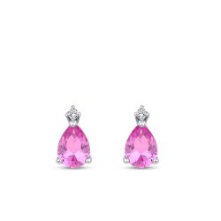 2.66 Karat Pırlanta Pink Safir Küpe - 2