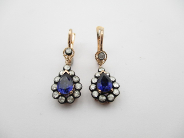 2,70 Karat Elmas Küpe Safir G VS-SI 8 Ayar - 1