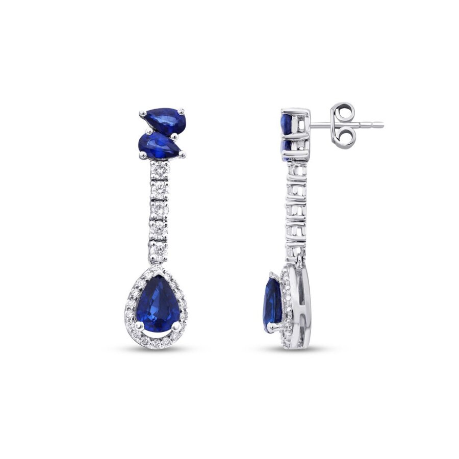 2.82 Karat Pırlanta Safir Küpe