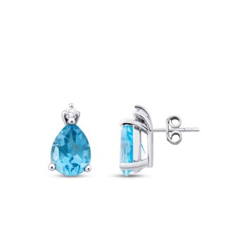 2.88 Karat Pırlanta Blue Topaz Küpe 