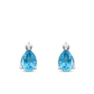 2.88 Karat Pırlanta Blue Topaz Küpe - 2
