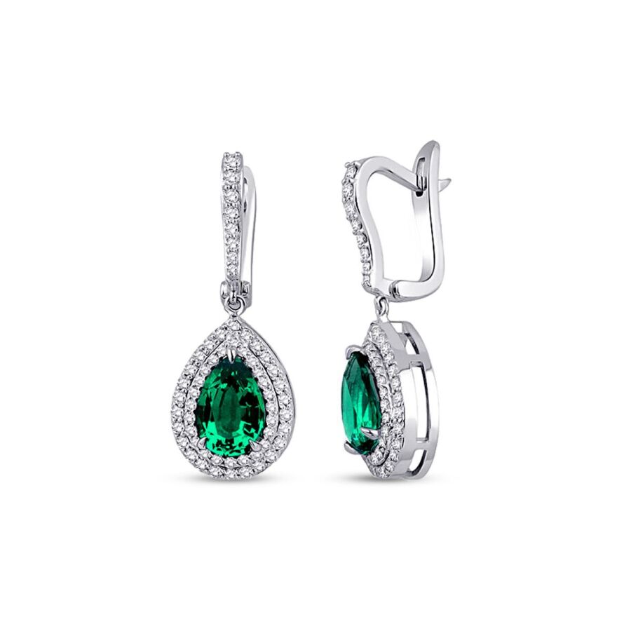 2.99 Karat Pırlanta Green Quartz Küpe