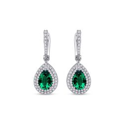 2.99 Karat Pırlanta Green Quartz Küpe - 2
