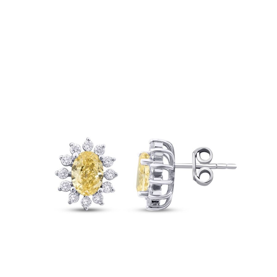 3.29 Karat Pırlanta Fancy Oval Taşlı Küpe