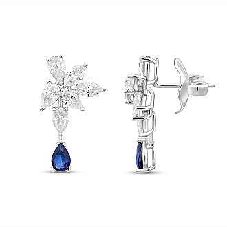 3.48 Karat Pırlanta Safir Küpe 