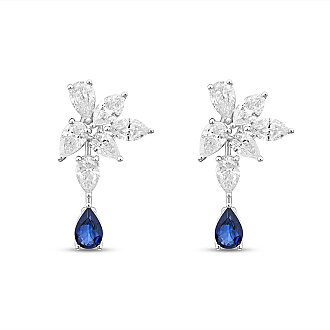 3.48 Karat Pırlanta Safir Küpe - 2