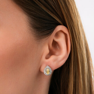 3.64 Karat Pırlanta Fancy Damla Küpe - 3