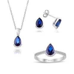3.48 Carat Diamond Sapphire Set 