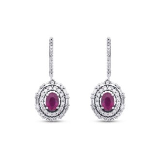 3.84 Karat Pırlanta Yakut Küpe - 2