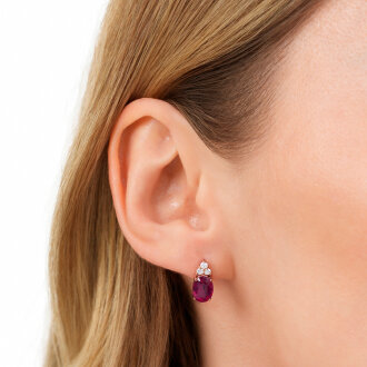 3.96 Karat Pırlanta Yakut Küpe - 3