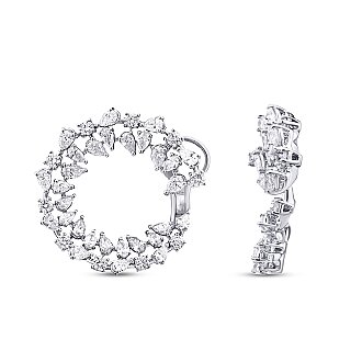 4.93 Karat Pırlanta Yuvarlak Küpe - 3