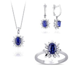 4.18 Carat Diamond Sapphire Set 