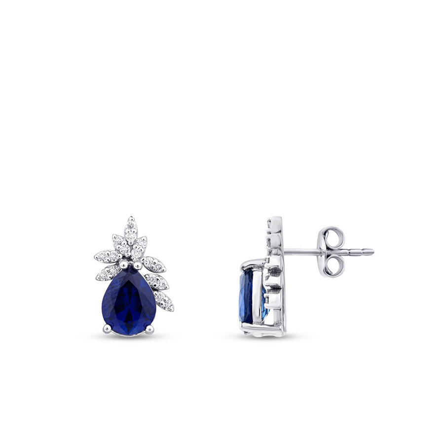4.28 Karat Pırlanta Safir Küpe
