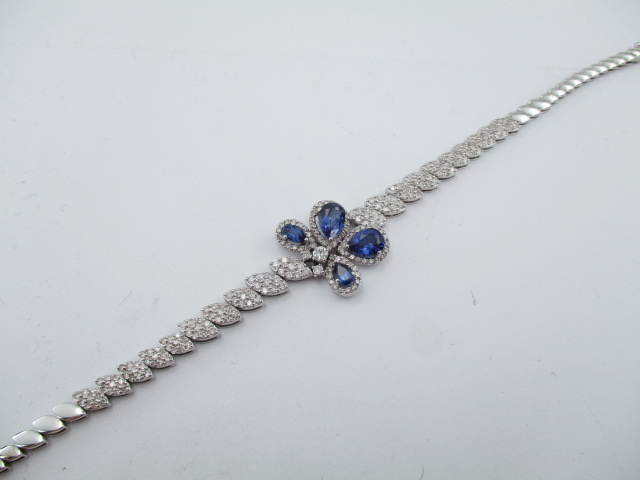 4.86 Karat PIRLANTA BİLEKLİK Safir Fantezi BİLEKLİK 18 AYAR