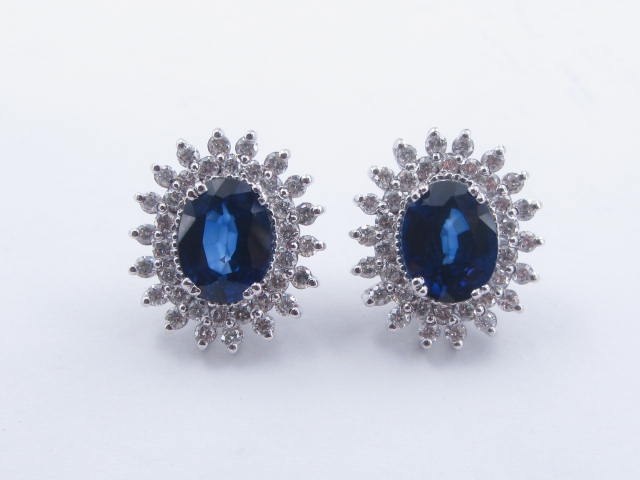 4.89 Karat PIRLANTA KÜPE Safir Fantezi KÜPE 14 AYAR