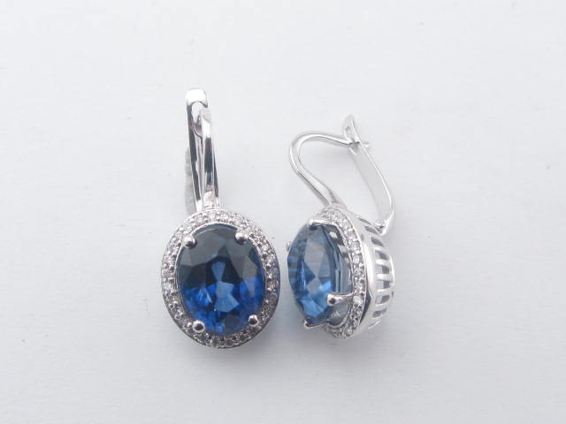 4.99 Karat PIRLANTA KÜPE Safir Fantezi KÜPE 14 AYAR