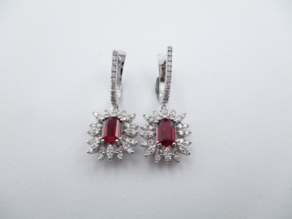 5,15 Karat Pırlanta Küpe Yakut G VS-SI 14 Ayar - 1