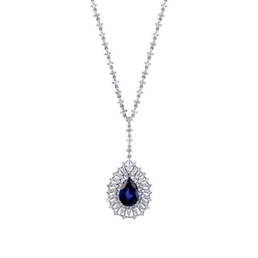 5.24 Karat Pırlanta Damla Safir Kolye
