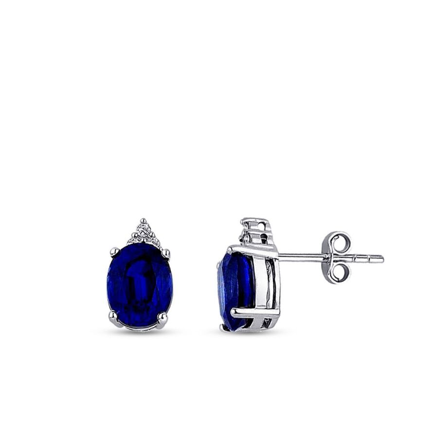 5.81 Karat Pırlanta Safir Küpe