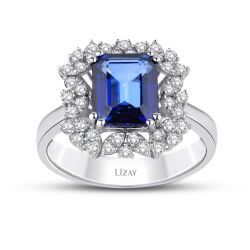 5.82 Karat Pırlanta Safir Yüzük 