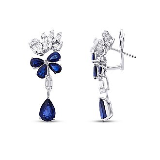 8.63 Karat Pırlanta Safir Küpe 