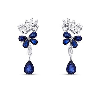 8.63 Karat Pırlanta Safir Küpe - 2