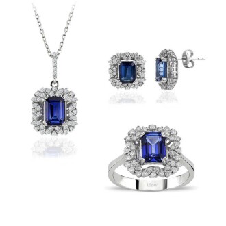 8.19 Karat Pırlanta Baget Safir Set