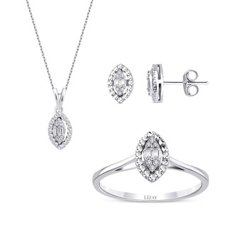 0.21 Karat Pırlanta Damla Baget Set