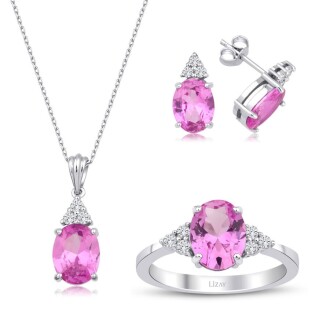 8.61 Karat Pırlanta Pink Safir Set