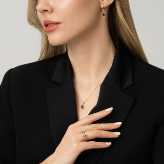 2.45 Karat Pırlanta Ametist Set - 5