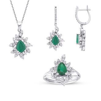 4.00 Karat Pırlanta Zümrüt Set