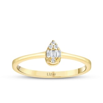 0.28 Karat Pırlanta Baget Damla Set - 3