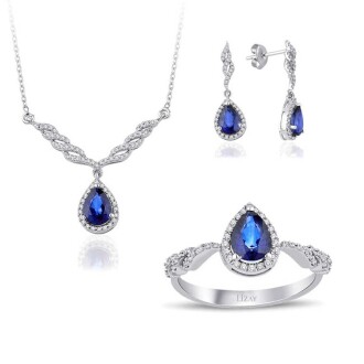 3.65 Karat Pırlanta Safir Set
