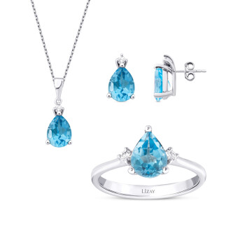 5.00 Karat Pırlanta Blue Topaz Set
