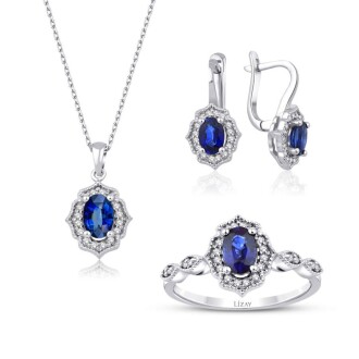 2.56 Karat Pırlanta Safir Set