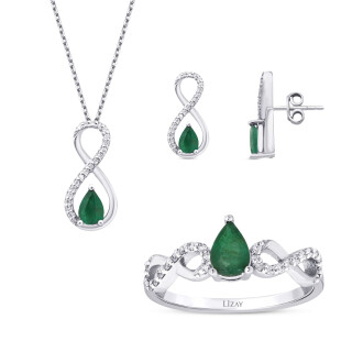 1.61 Karat Pırlanta Zümrüt Set