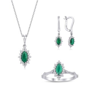 2.04 Karat Pırlanta Zümrüt Set