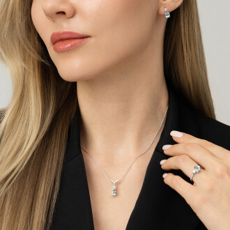 3.80 Karat Pırlanta Blue Topaz Set - 5