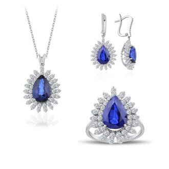 15.73 Karat Pırlanta Safir Set
