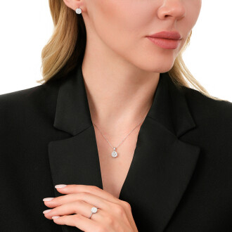 0.87 Karat Pırlanta Baget Yuvarlak Set - 5